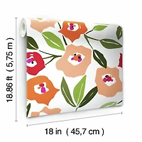 RoomMates Pink Block Print Blooms Peel & Stick Wallpaper