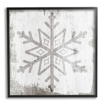 Stupell Industries Rustic Winter Snowflake Shape Framed Giclee Art