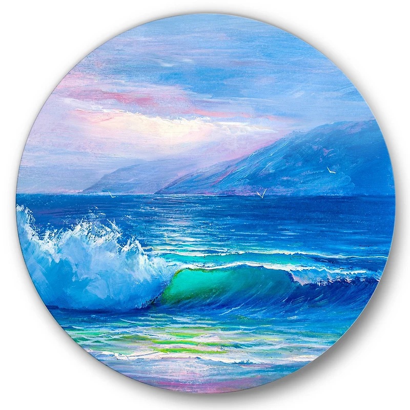Designart - Blue Waves Breaking At The Beach II