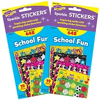 Trend Enterprises® School Fun Sparkle Stickers® Variety Pack, 2 Packs of 648ct.