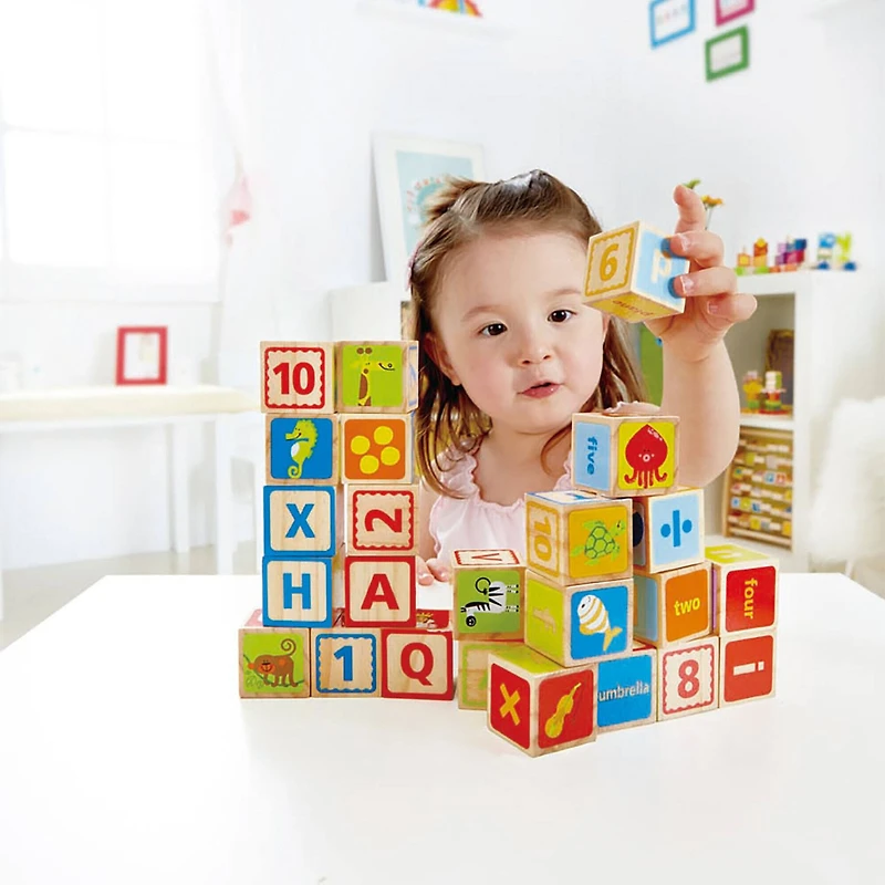 Hape Alphabet & Numbers Stacking Blocks with Pictures