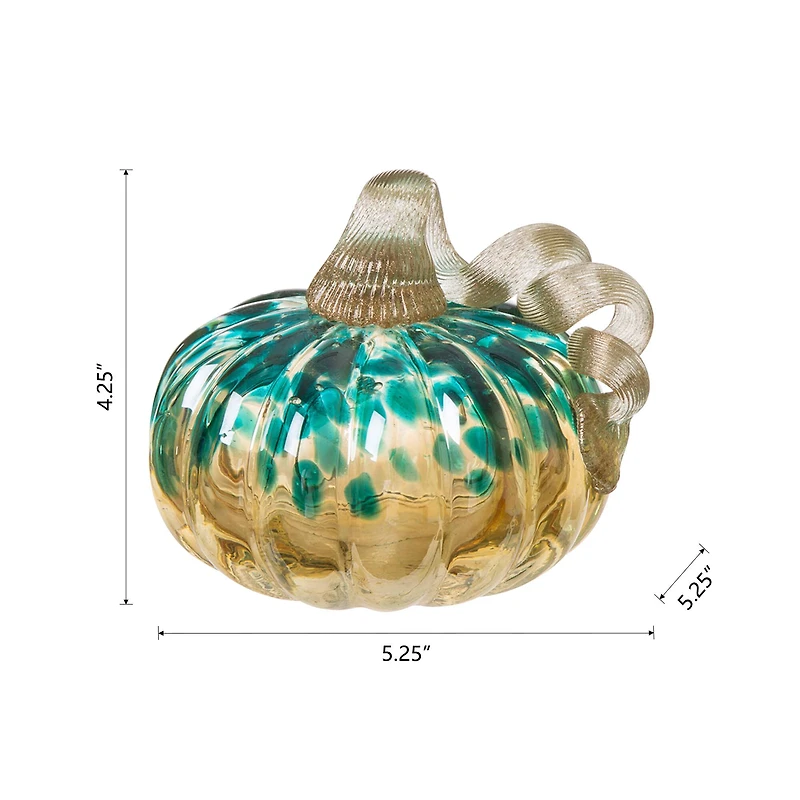 Glitzhome® Small Glitter Glass Pumpkin, Blue & Gold