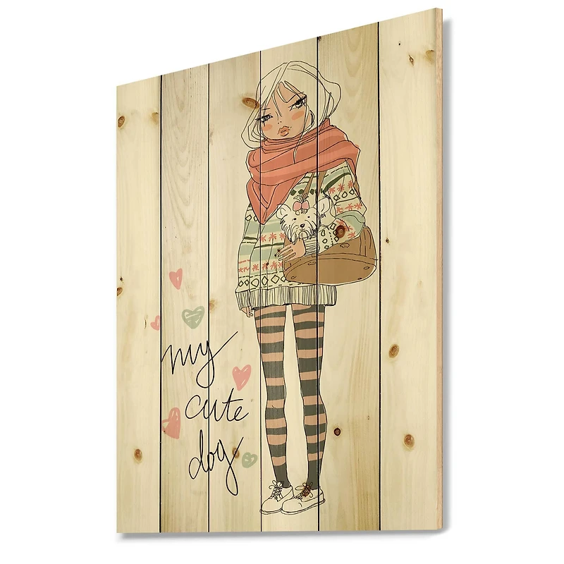 Designart - Cute Girl With Dog