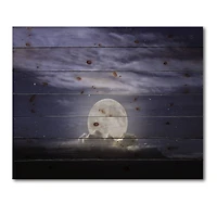 Designart - Full Moon Rising In A Cloudy Night