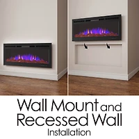 Hastings Home 36" Black Wall Mount Electric Fireplace