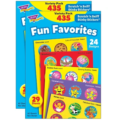 Trend Enterprises® Fun Favorites Stinky Stickers® Variety Pack, 3 Packs of 435ct.
