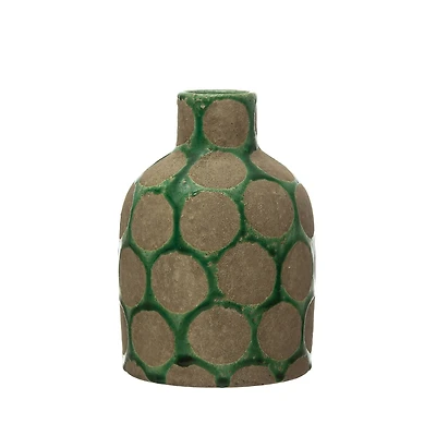 Hello Honey® 9'' Green Terra Cotta Vase with Wax Relief Dots