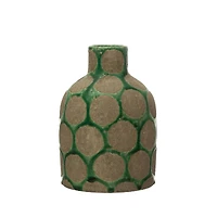 Hello Honey® 9'' Green Terra Cotta Vase with Wax Relief Dots
