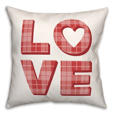 Love Plaid Stack 16" x 16" Throw Pillow