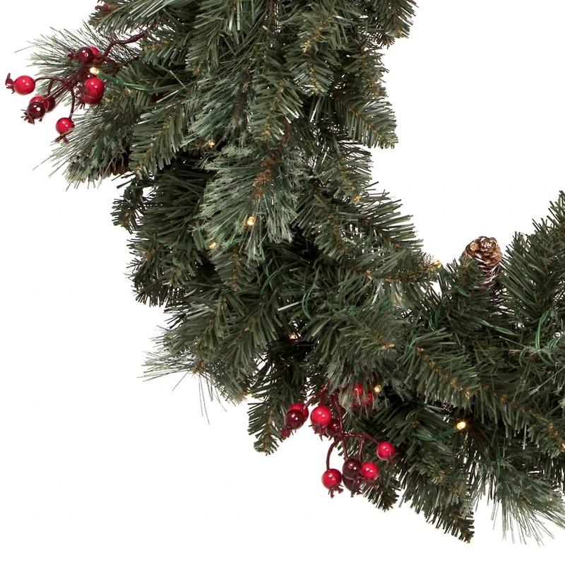 4-Piece Pre-Lit Artificial Christmas Tree, Wreath & Garland Set, Warm White LED Lights