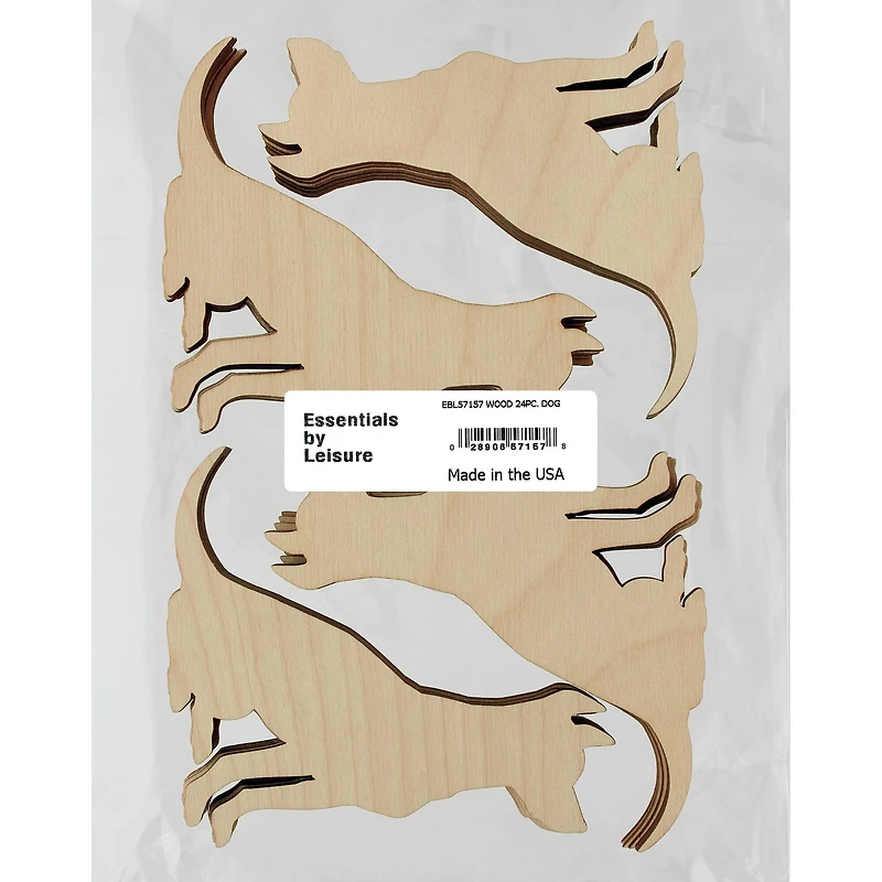 Essentials by Leisure Arts Flat Wood Dog, 24ct.
