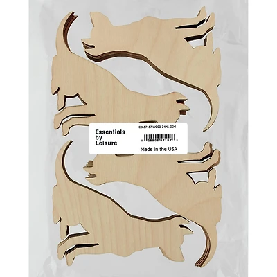 Essentials by Leisure Arts Flat Wood Dog, 24ct.