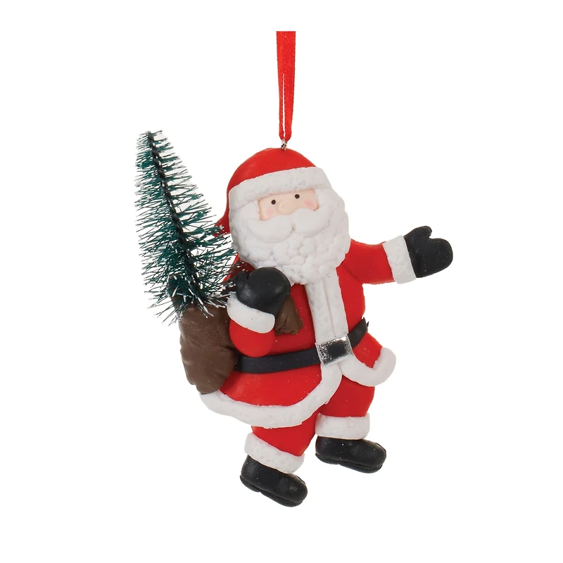 Santa with Pine Accent Clay Dough Ornaments Set