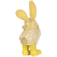 7" Yellow Easter Chick Accent with Plaid Rabbit Ears & Rainboots 