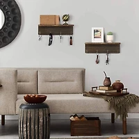 NEX™ 16" Rustic Brown Coat Rack with Hooks