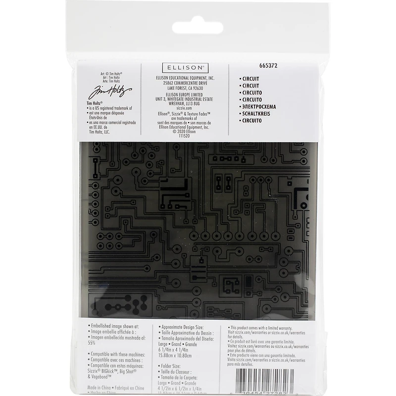 Sizzix® 3D Texture Fades™ Tim Holtz® Circuit Board Embossing Folder