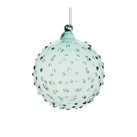 Blue Hobnail Textured Glass Ball Ornament Set