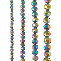 Black Aurora Borealis Faceted Glass Rondelle Bead Strings by Bead Landing™