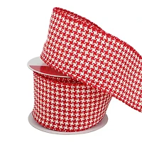 2.5" x 20ft. Red & White Houndstooth Wired Ribbon by Celebrate It®