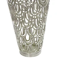 25" Silver Aluminum Metal Geometric Art Deco Inspired Arched Vase
