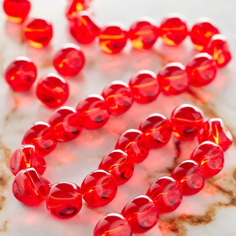 Ruby Cut Glass Round Beads, 10mm by Bead Landing™