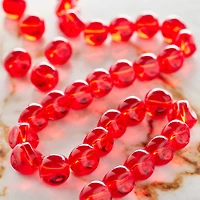 Ruby Cut Glass Round Beads, 10mm by Bead Landing™