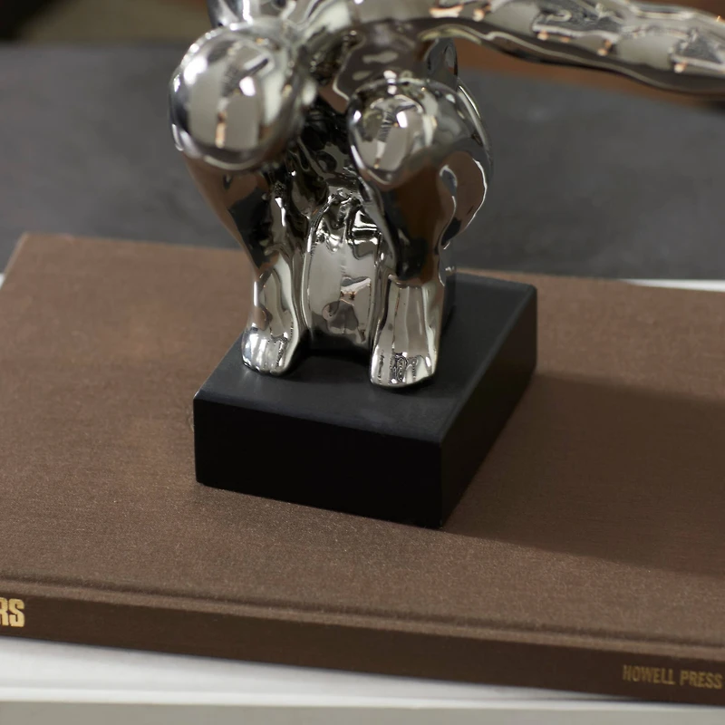 17" Silver Porcelain Traditional Man Sculpture