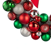 24" Red, Green & Silver Ornament Wreath with Bow by Ashland®