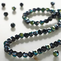 12 Pack: Black Small Glass Faceted Round Beads, 2mm by Bead Landing™