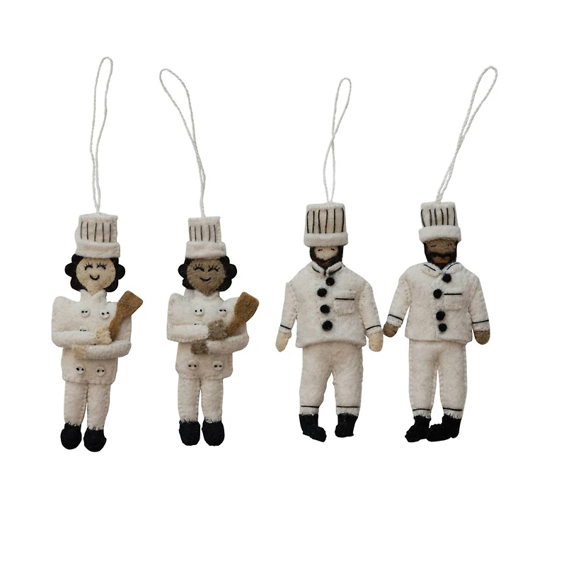 Hello Honey® Handmade Wool Felt Chef Ornaments Set