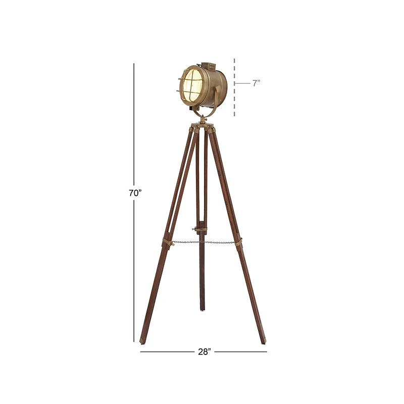 71" Brown Wood Industrial Floor Lamp