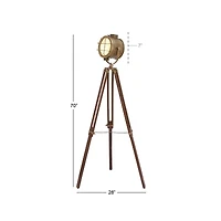 71" Brown Wood Industrial Floor Lamp