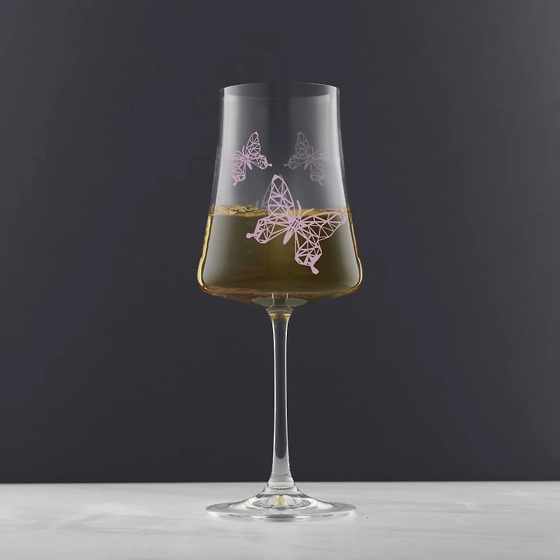 JoyJolt® 19oz. Meadow Butterfly Crystal White Wine Glass Set, 2ct.