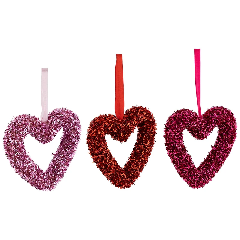 4" Shimmering Tinsel Hearts Valentine's Day Hanging Wall Décor, 18ct.