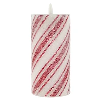 Red & White Stripes LED Wax Pillar Candle by Ashland