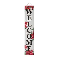 Glitzhome® 42" Lighted Wooden Poinsettia WELCOME Porch Sign