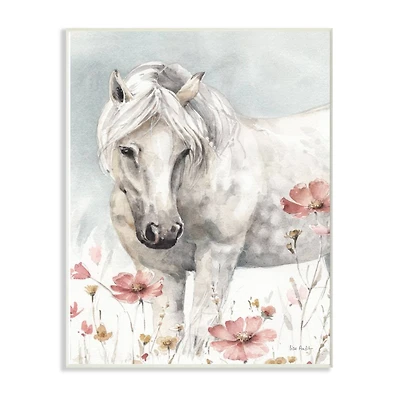 Stupell Industries Beautiful Horse Pink Flower Wall Plaque