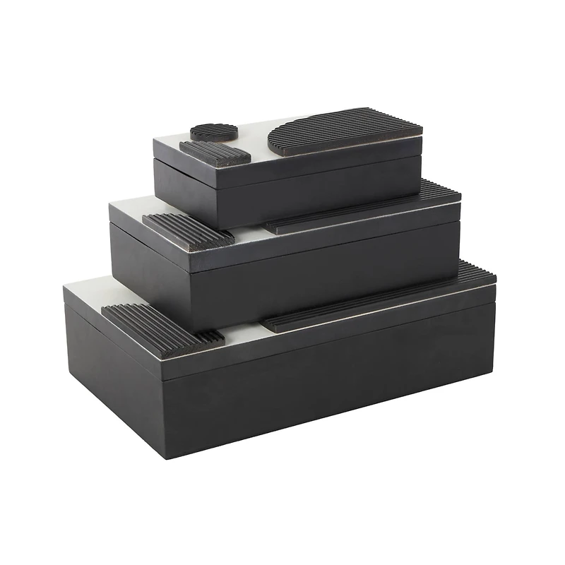 Black Wood Handmade Decorative Box Set