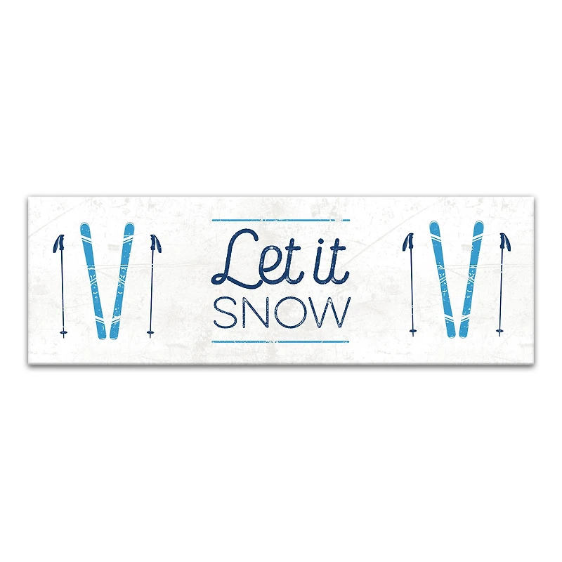 Let It Snow Skis 36x12 Canvas Wall Art