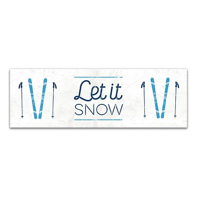 Let It Snow Skis 36x12 Canvas Wall Art