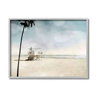 Stupell Industries Empty Beach Coast with Lifeguard Stand Gray Framed Wall Art