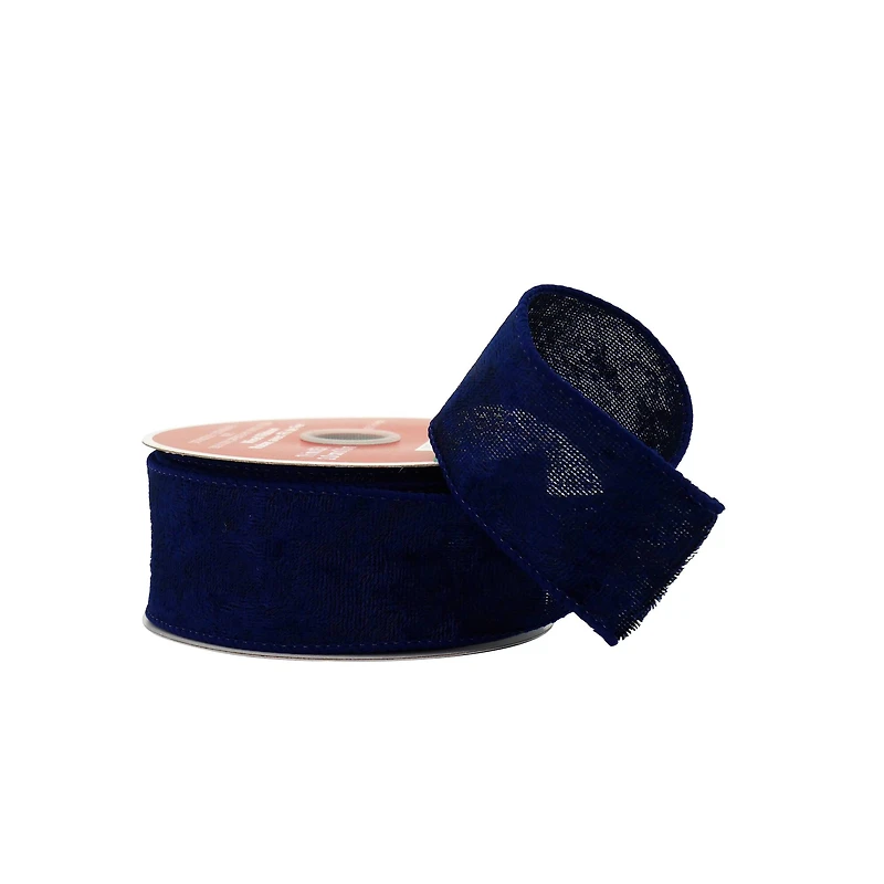 1.5" x 25ft. Navy Velvet Wired Ribbon by Celebrate It®