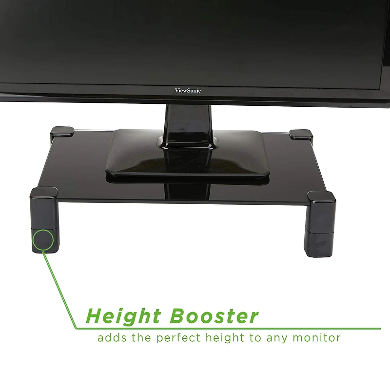 Mind Reader Black 4 Leg Glass Desktop Monitor Stand