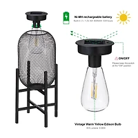 Glitzhome® 14.25" Metal Mesh Black Solar Powered Lantern with Stand, 2ct.