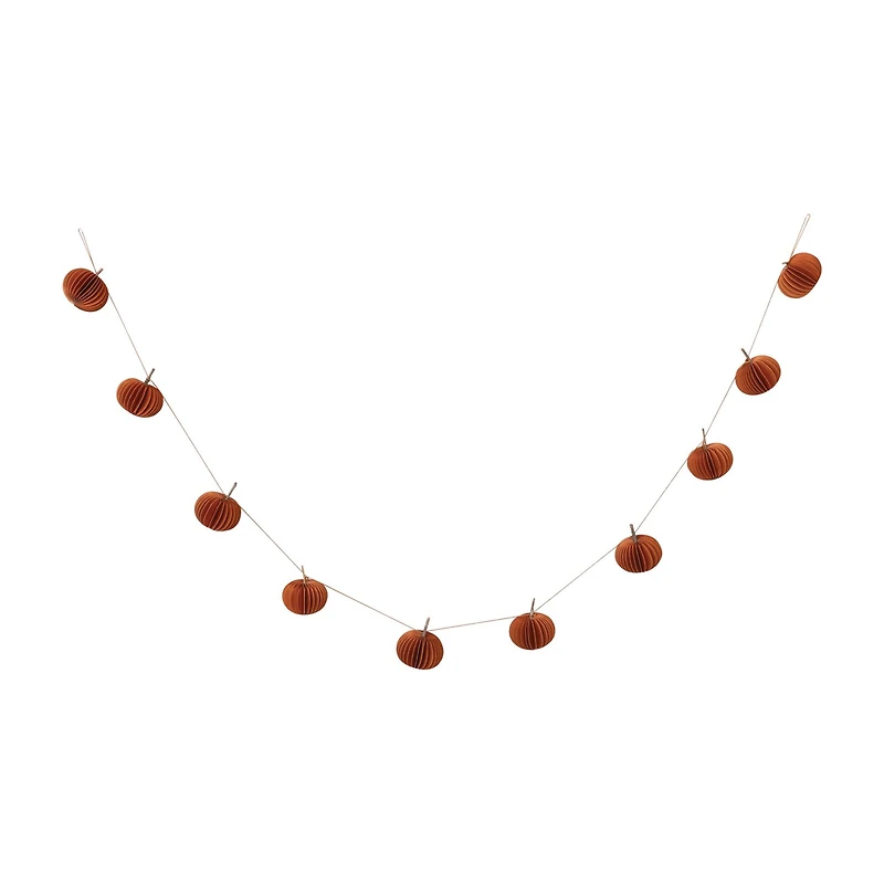 Hello Honey® 6ft. Orange Paper Folding Honeycomb Pumpkin Garland