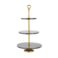 Gray Marble Natural Tiered Server, 27" x 14" x 14"