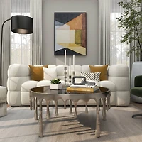 9.75" Gray Marble Geometric 2-Link Chain Sculpture Décor