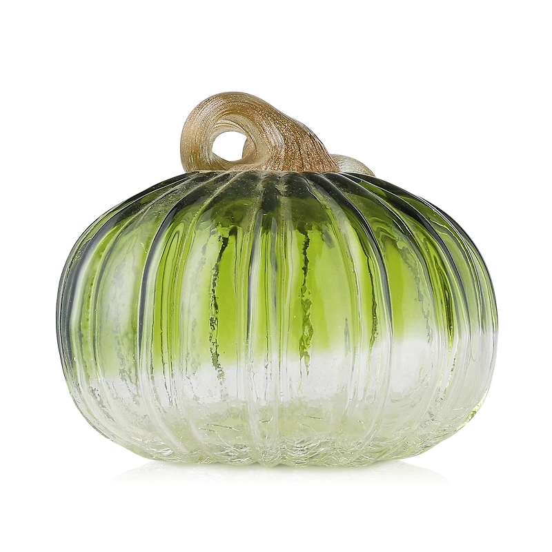 Glitzhome® Short Crackle Glass Pumpkin, Green