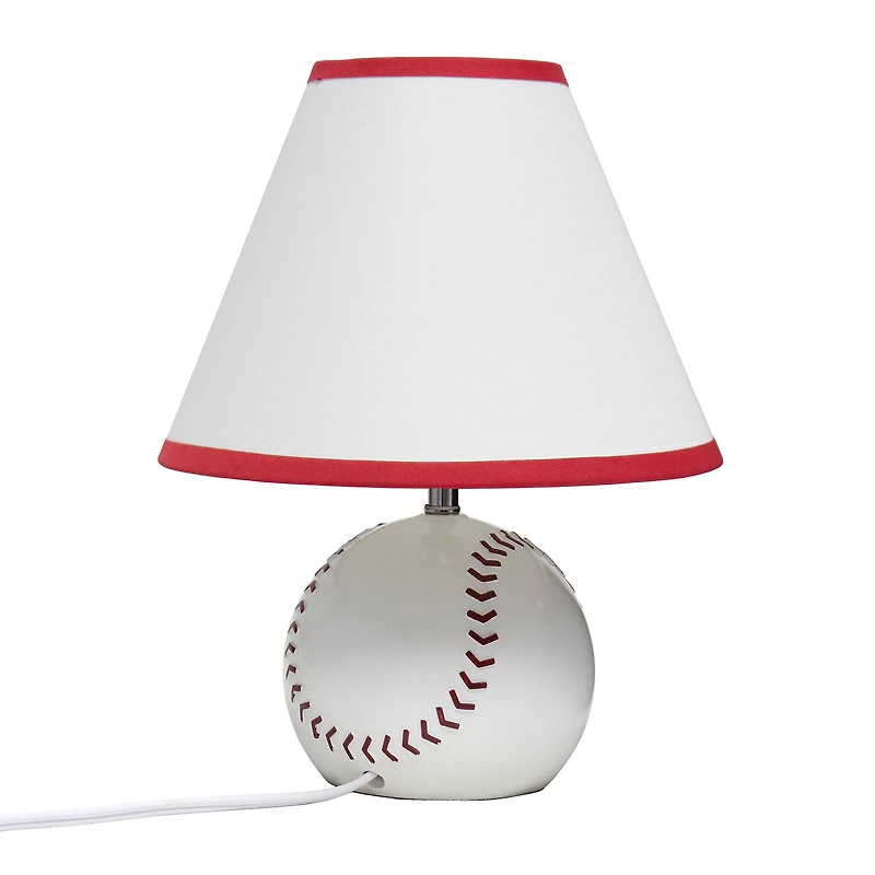 Simple Designs™ 11.5" Baseball Base Table Lamp and White Shade Red Trim