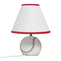 Simple Designs™ 11.5" Baseball Base Table Lamp and White Shade Red Trim